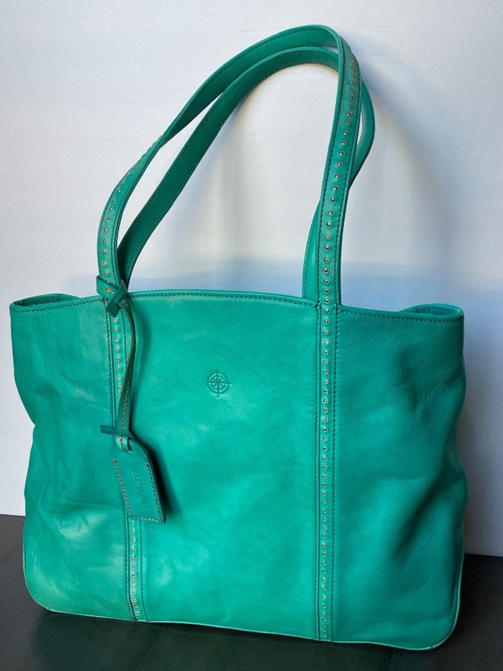 Old Trend Dancing Bamboo Leather Tote Aqua